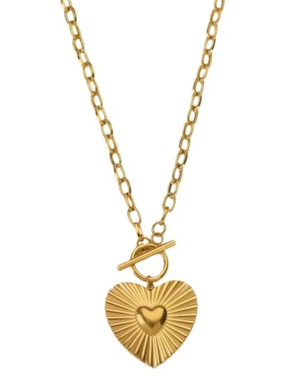 New! 18K Gold Plated Heart Chain Necklace NWOT - Picture 2 of 2